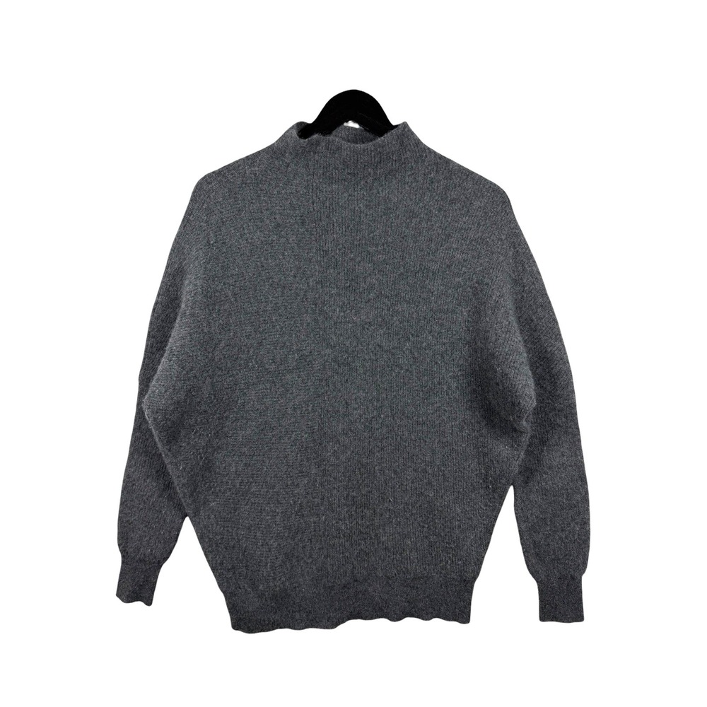Saks Fifth Avenue Sweater Women's S Gray Cashmere Mock Neck Dolman Knit Pullover